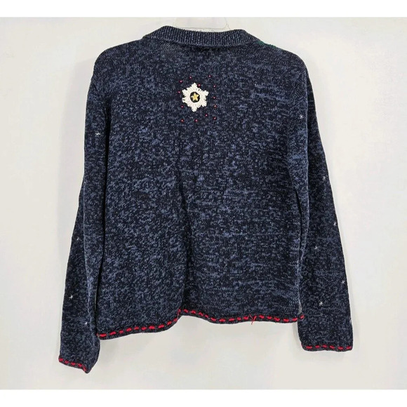 Designers Studio Original Women Sz M Sweater Festive Holiday Christmas Zip Front - Picture 2 of 4